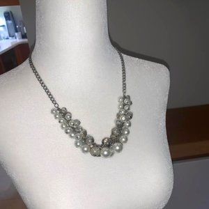 New Necklace 12" mixed beads, faux pearls, sterling silver chain